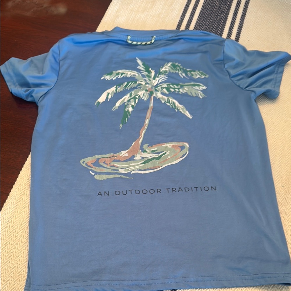 Prodoh Blue Graphic T-Shirt with Palm Tree Design